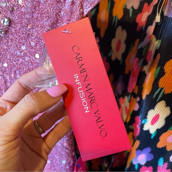 NEW Carmen Marc Valvo Pink Sequin Mermaid Gown - Picture 12 of 14